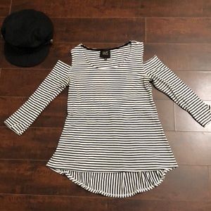 Cold shoulder striped top